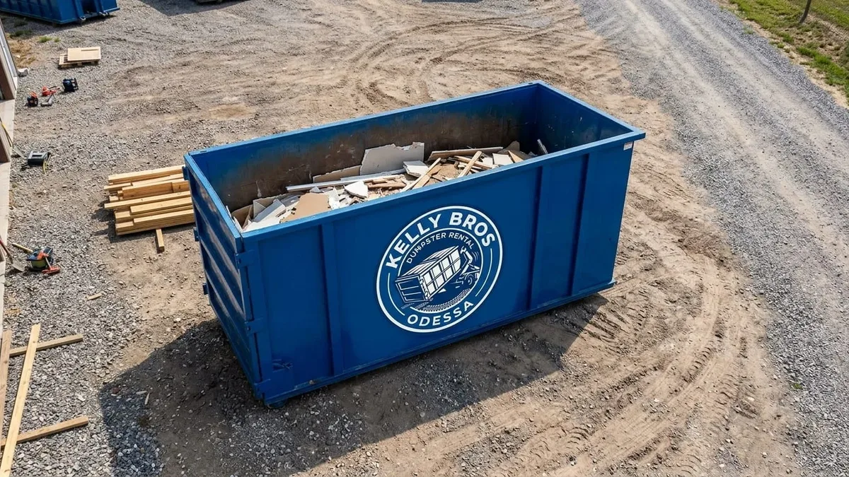 Roll-off dumpster rental in Stanton, TX delivered by Kelly Bros Dumpster Rental Odessa